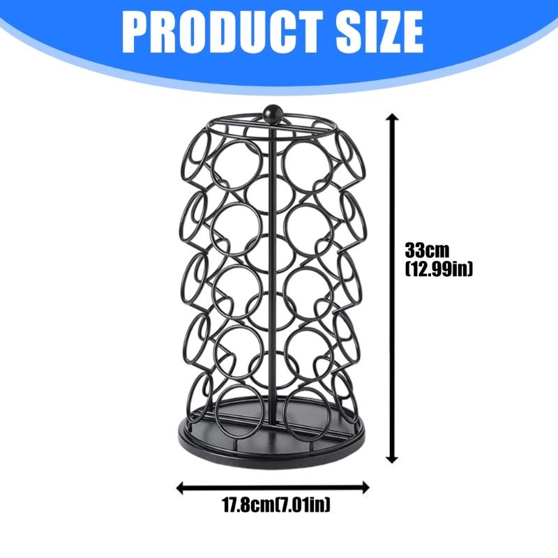 Large Capacity 360 Degree Rotating Coffee Pods Holder Space Saving Iron Storage Solution for Kitchen Countertop
