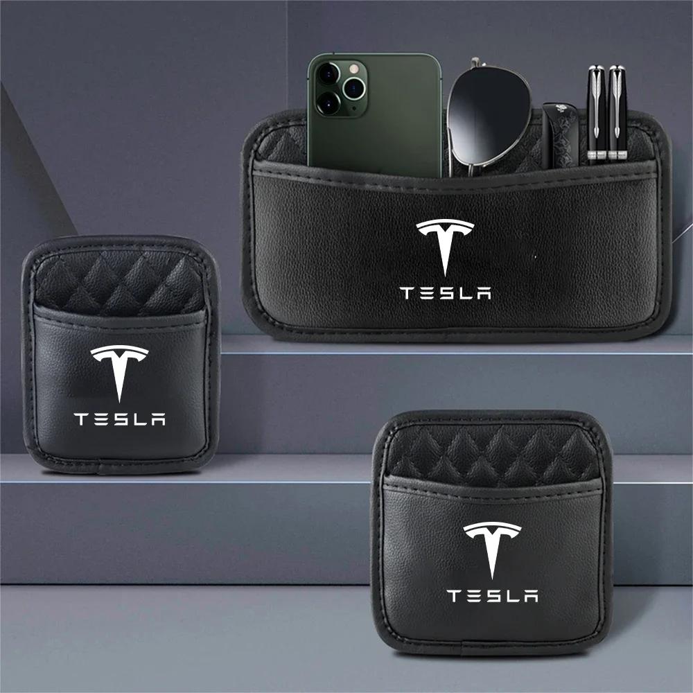 Car Sticker 2025 New Tesla Car Storage Bag Auto Seat Back Organization Pockets Tools Accessories For Tesla Model 3 Model S Model