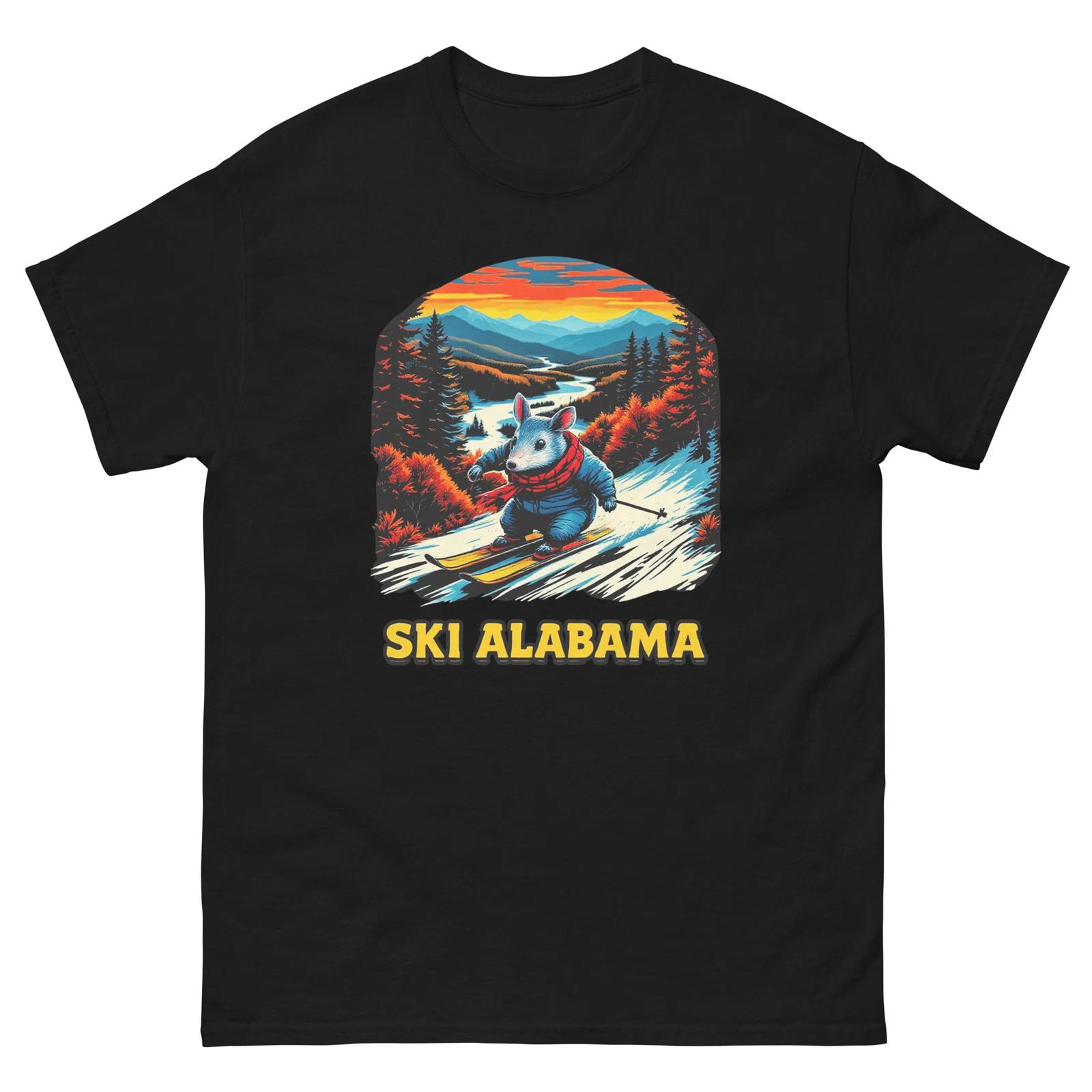 Ski Alabama Armadillo Skiing Skier Animal T-Shirt M