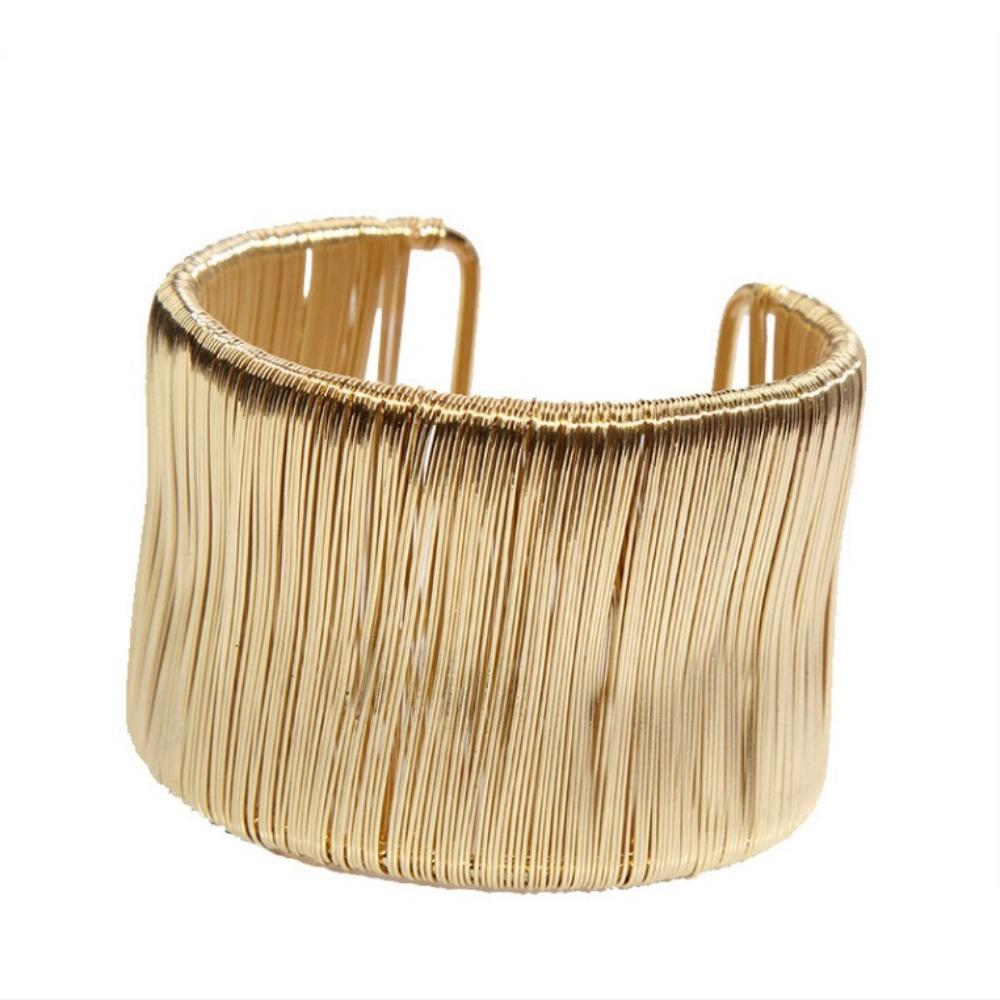 Geometry Exaggerated Bracelet Weave Vintage Bracelet Fashion Metal Wire Drawing Bangle  Gift