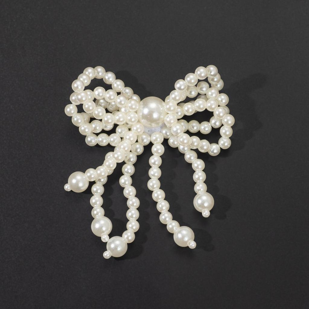 Handcrafted Beaded Bow Pearl Hair Clip & DIY Accessory