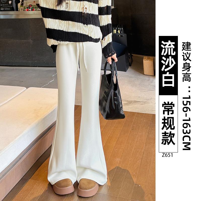 Micro-pull sweatpants women's new spring and autumn drape straight sweatpants small casual black flared pants