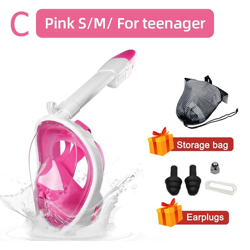 Diving Mask Underwater Snorkeling Full Face Swimming Mask Respirator Snorkel Mask Goggles for Kids Adult Swimming Equipme