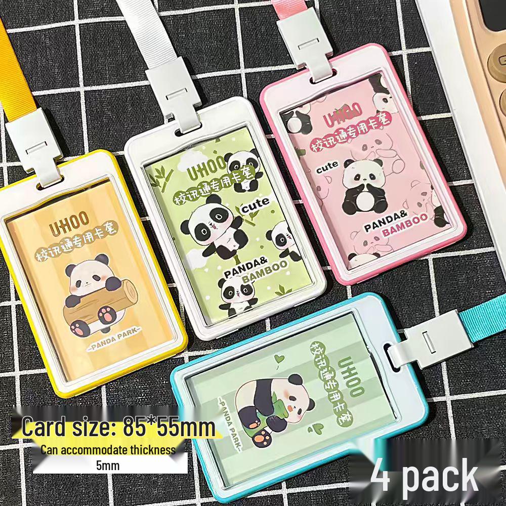 Panda-Schule All-in-One Lanyard: Doppelseitiger transparenter Kartenhalter mit großem Platz für Zugangs- & Essenskarten