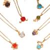 Fashion 12 Constellations Zirconia Pendant Necklaces for Women Sparkling Golden Stainless Steel Necklace Jewelry