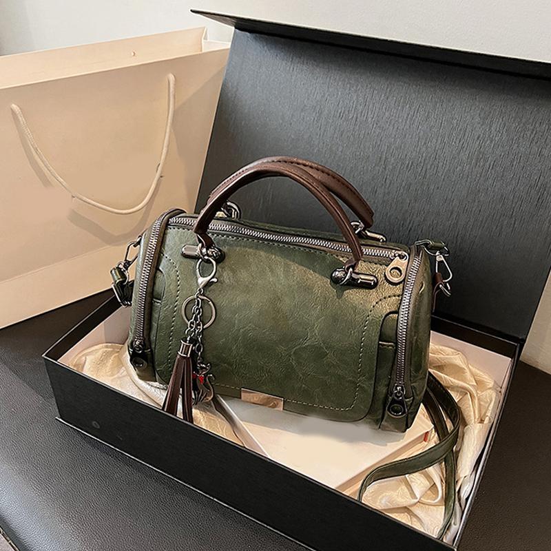 Vintage Shoulder Bag for Women Crossbody Bag with Large Capacity Zipper and Removable Strap