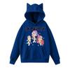 Damemote Casual Langermet trykt Rundhals hettegenser Pullover Topp med lommer