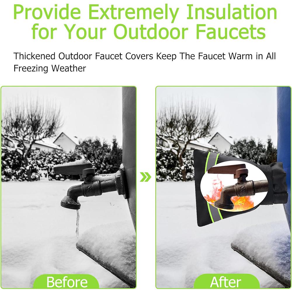 4Pcs Reusable Waterproof Outdoor Faucet Covers With Green Reflective Strip
