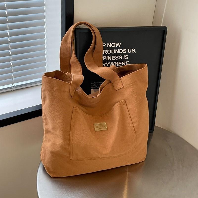 Stylish Unisex Retro Canvas Tote Bag Large Capacity Chic Shoulder Bag For School Or Commute