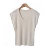 Shop   Women S U Neck caSUal Cap Sleeve Solid Slim KniT T ShirT Beige Jle Wkn 36