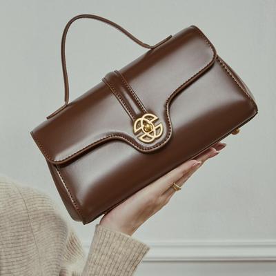 Autumn and Winter Leather Bag Messenger Bag Women's Bag High-end Sense of Lock Small Bag Light Luxury Portable Shoulder Bag