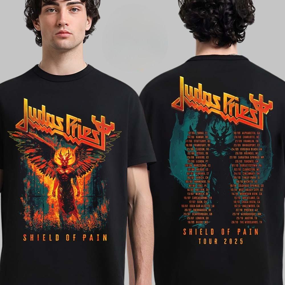 Best Judas Priest Shield of Pain Tour 2025 Winged Demon Two Sided Unisex T-Shirt High-end Luxury Is for Both Men and Women Top