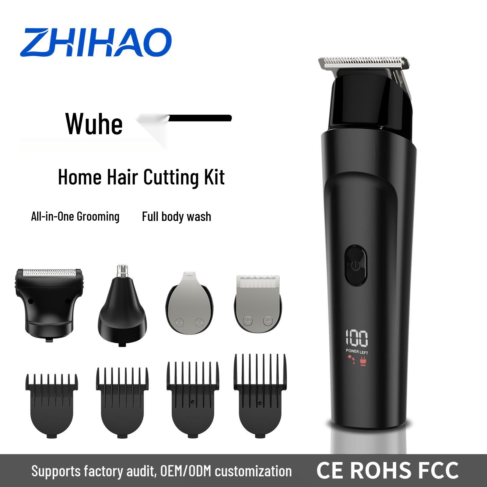 Electric Hair Clipper Set: Digital Display, Washable, for Salon and Home Use.