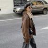 Y2k Lapel Long Sleeved Short Leather Jacket Women Vintage Slim Brown Cropped Coat 2024 New Fashion Lady Street Party Outwears