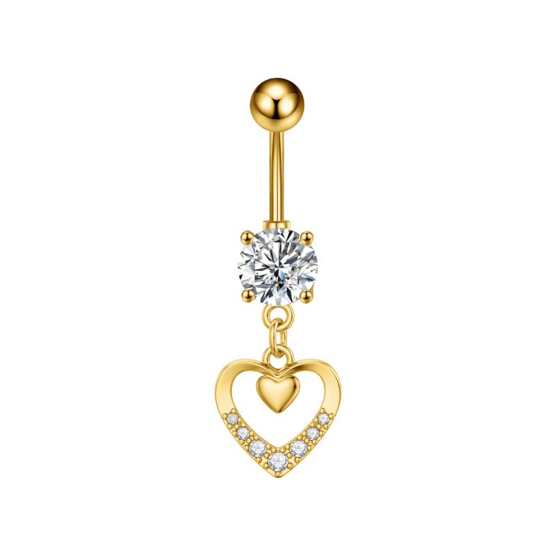 Fashion Simple Zircon Heart Belly Button Rings Stainless Steel Navel Piercing Barbell For Women Sexy Body Jewelry Beach Jewelry