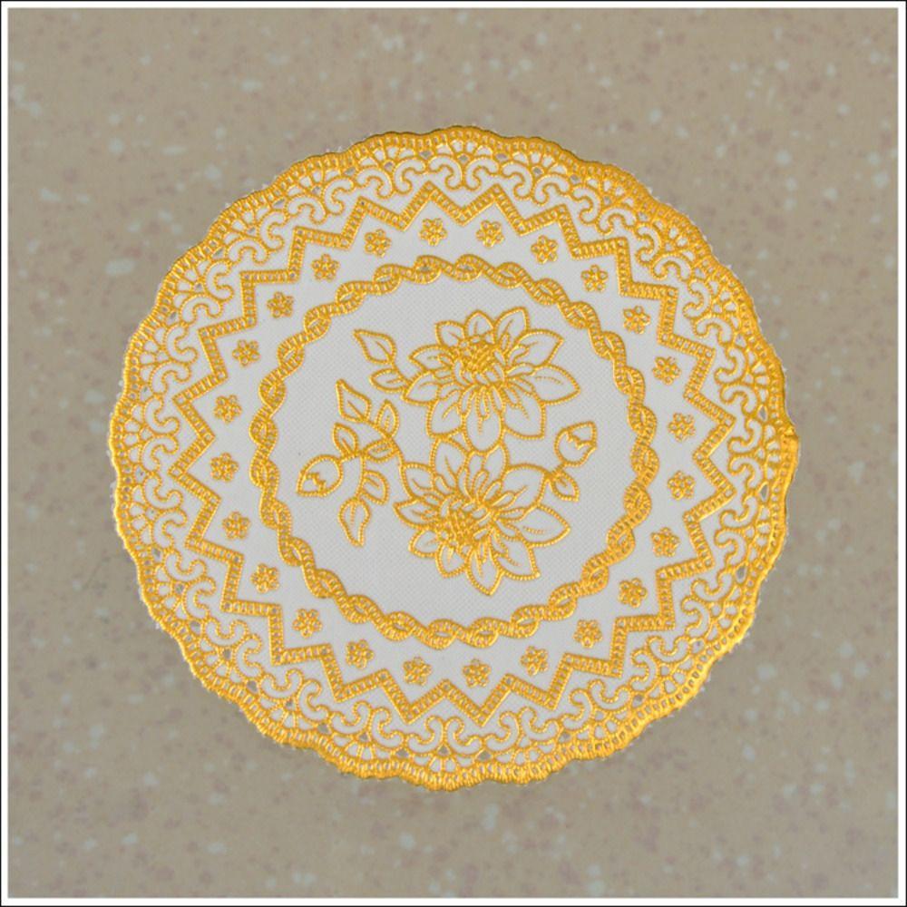Craft Paper Coaster Placemat Wear-Resistant Cake Mat Round Lace Mat Wedding Birthday Party Table