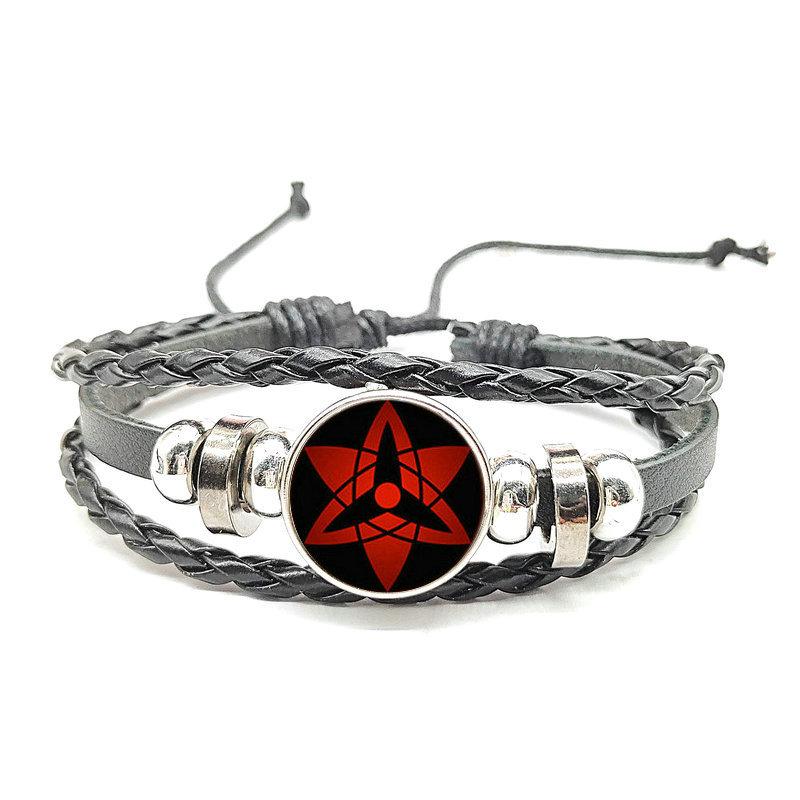 Naruto Mori Style Time Gem Multi-layer Black Leather Bracelet
