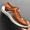Men's Knitted Closed Toe Summer Sandals, Breathable and Non Slip Shoes with Elastic Shoelaces, Suitable for Outdoor Leisure, Spring and Summer Wear