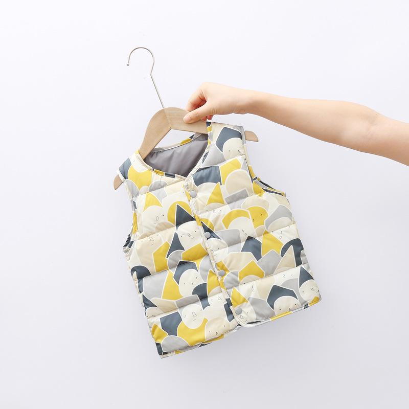 

Жилет для девочек, модный зимний жилет без рукавов для маленьких мальчиков, топы с мультяшным принтом, пальто, детский теплый жилет, верхняя одежда 100