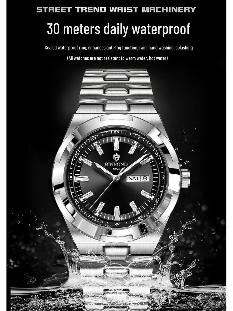 BINBOND Men's Multifunctional Luminous Waterproof Watch