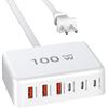 100W GaN 6 Port USB C Charging Station Hub Block Wall Charger Power Strip Adapter Plug Cube for iPad iPhone 16 15 14 13 12 11 Pro Max Pixel Note