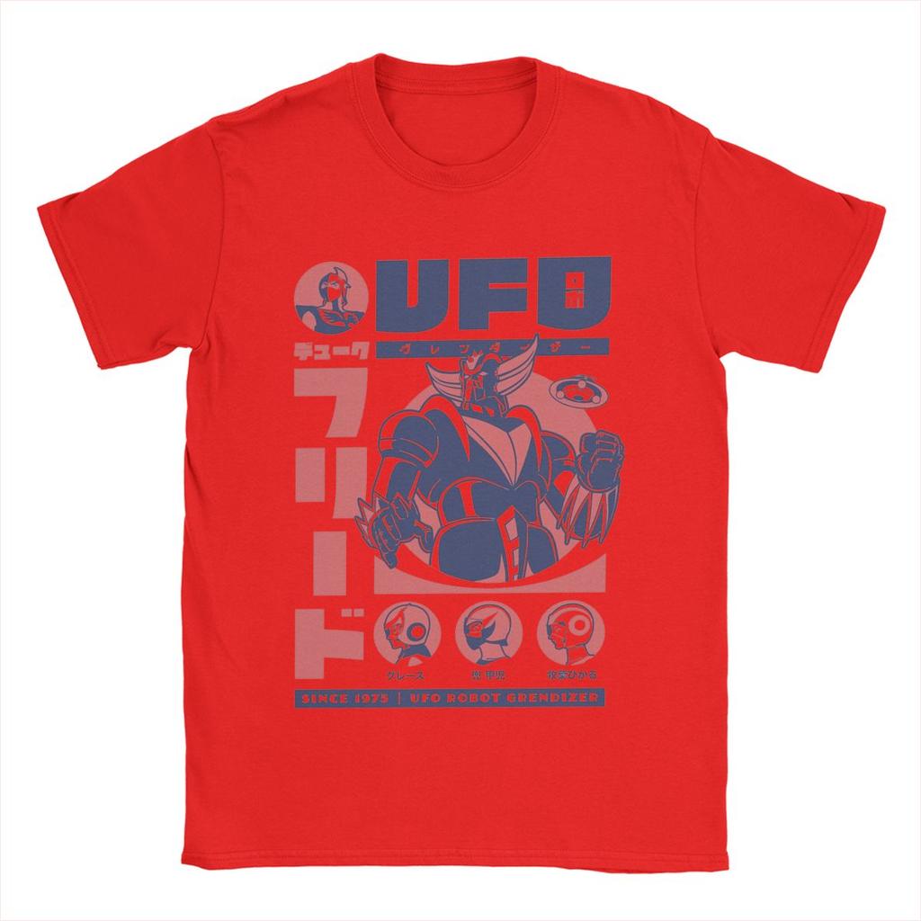 Grendizer Ufo Robot T Shirts Men's Pure Cotton Funny T-Shirts Round Neck Tee Shirt Short Sleeve Clothes Big Size