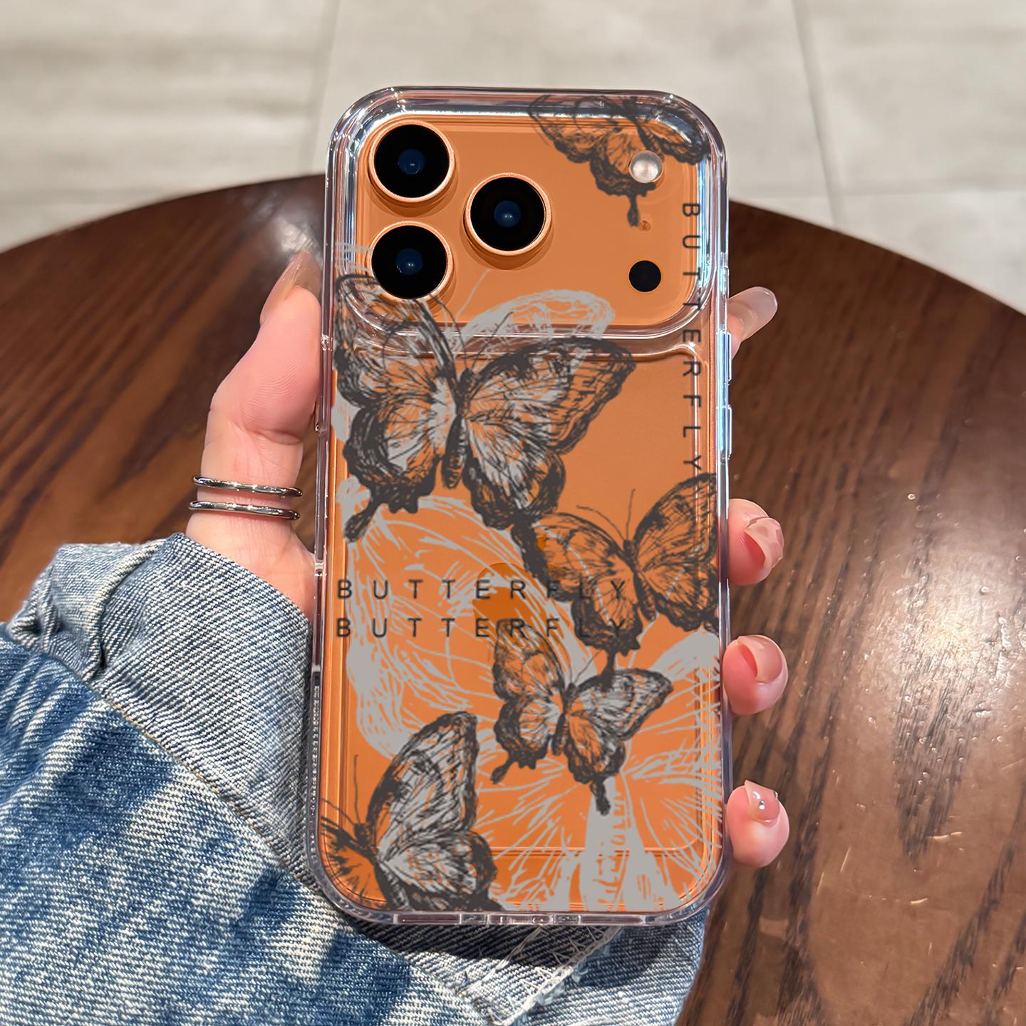 Butterfly Pattern Transparent For iPhone 14 Pro Max 17 15 16 Pro 7 8 Plus 11 12 13 Pro Max Shockproof Silicone Clear Cases Cover iPhone 12 Pro