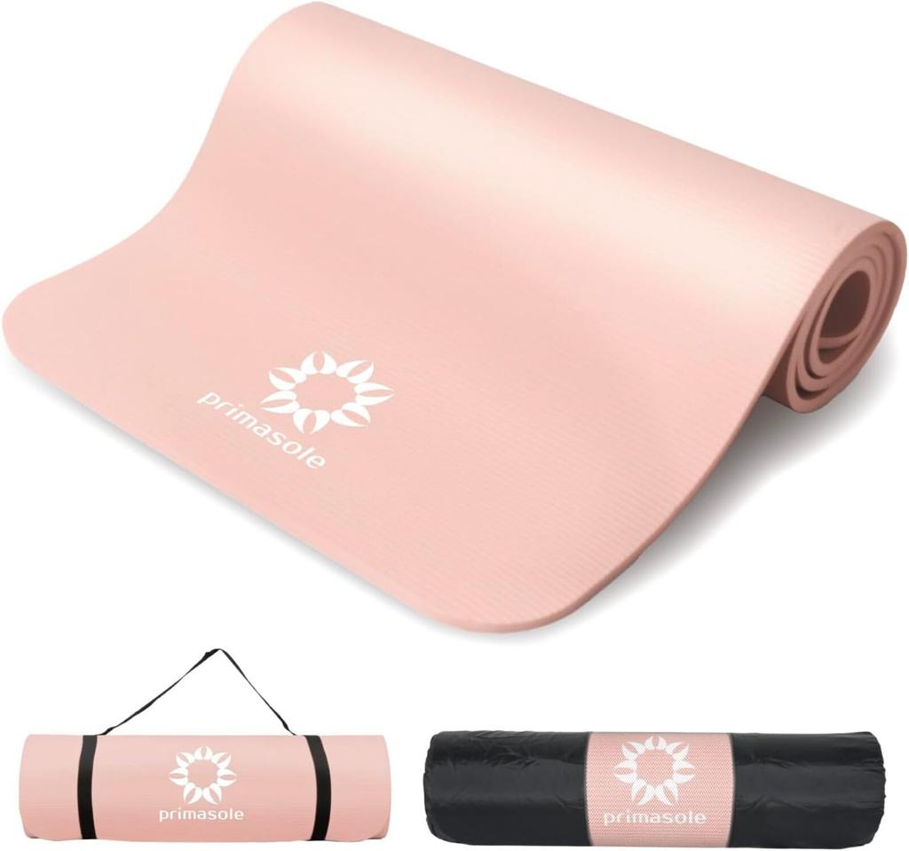 Prima Sole Yoga Cherry Thick and Training Mat for and Strength Training Mat, 10mm, Pink, Wide, Fitness, Pilates,