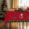 1 Piece Christmas Round And Square Tablecloth, Various Sizes, Cute Santa Claus And Snowflake Green Tablecloth Holly Berry Pattern Design Tablecloth Fo