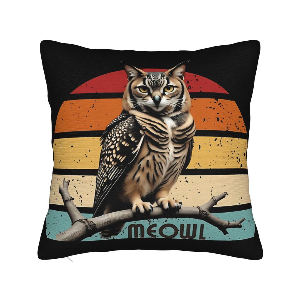 Kissenbezug Meowl Lustige Süße Katze Eule Vintage Kissenbezug Für Wohnzimmer Stuhl Kissenbezüge