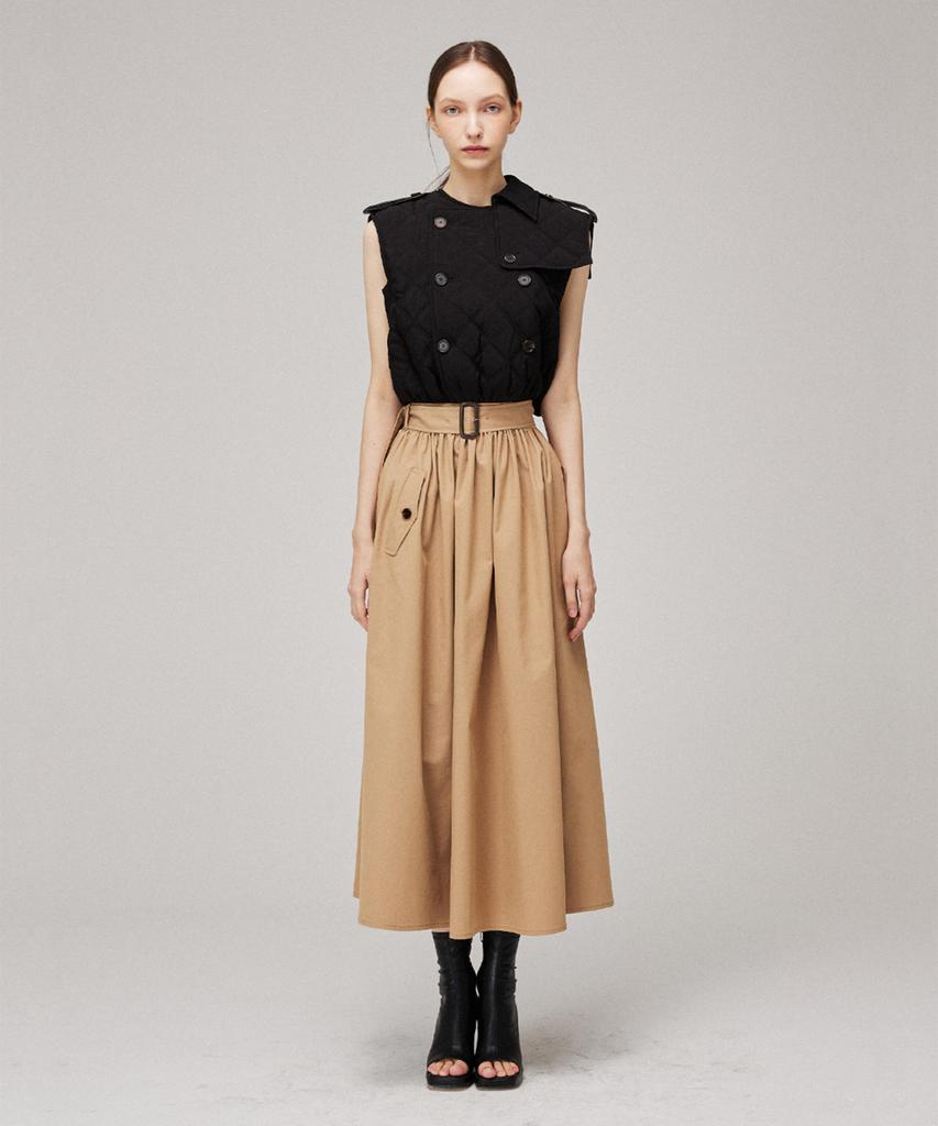 Meuameu Signature Sleeveless Quilting Trench Coat Dress