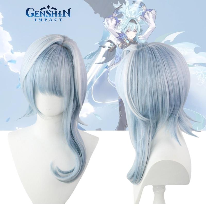 Cosplay Wig With Blue White Gradient Hightemperature Silk For Anime Costume Party