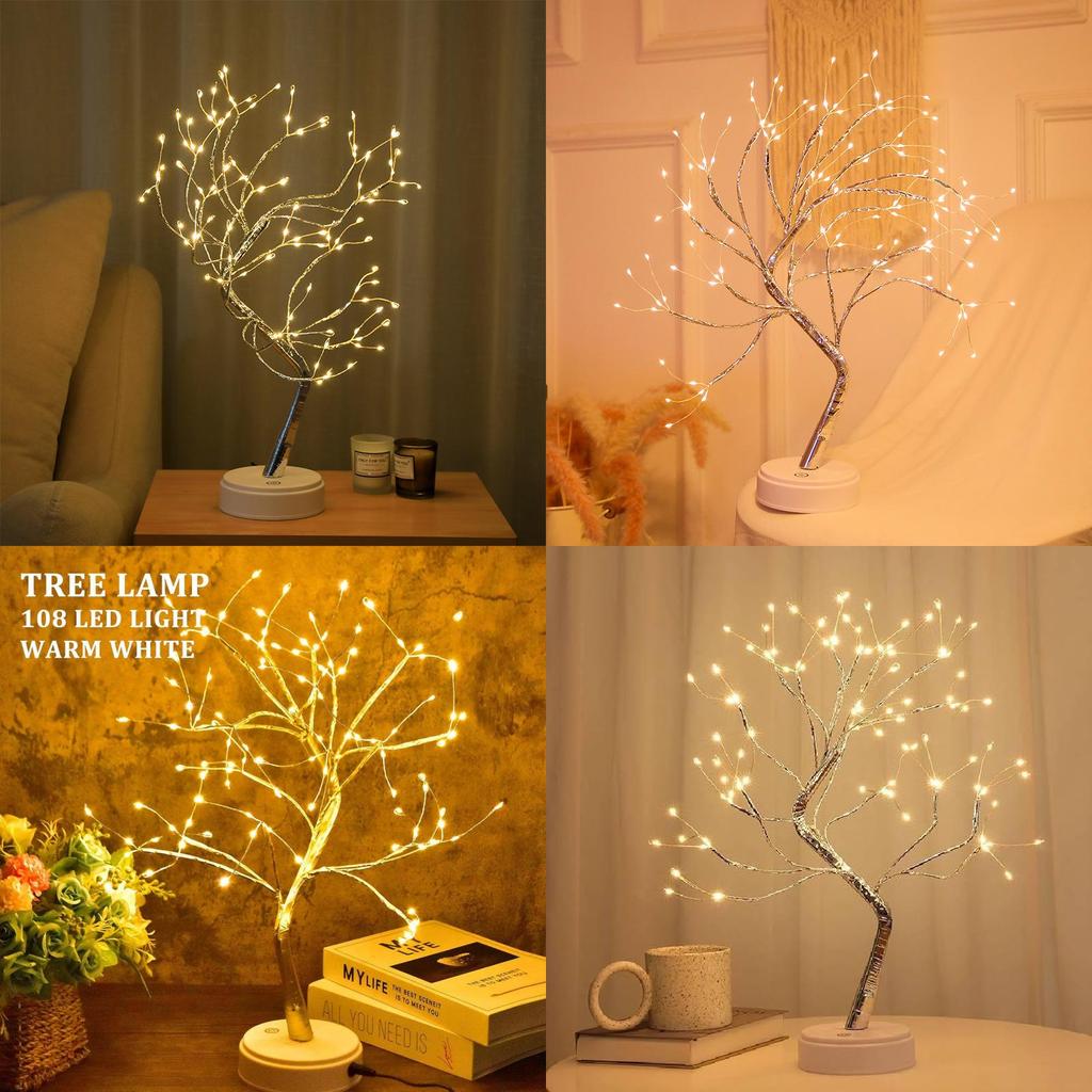 Tree Shape Led Desk Lamp With Touch Control For Holiday Decoration And Night Lighting