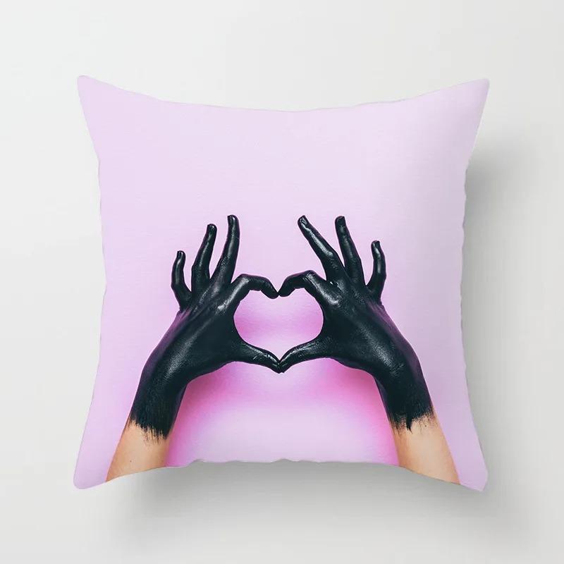 Pink Tropical Leaf Pillowcase Office Living Room Home Pillowcase Car Ornaments