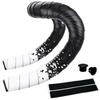 MARUHADO Bicycle Bar Road Bike Drop Handlebar Set and with End Geometric White Tape, (Left Right), Non-Slip Plugs, Pattern,