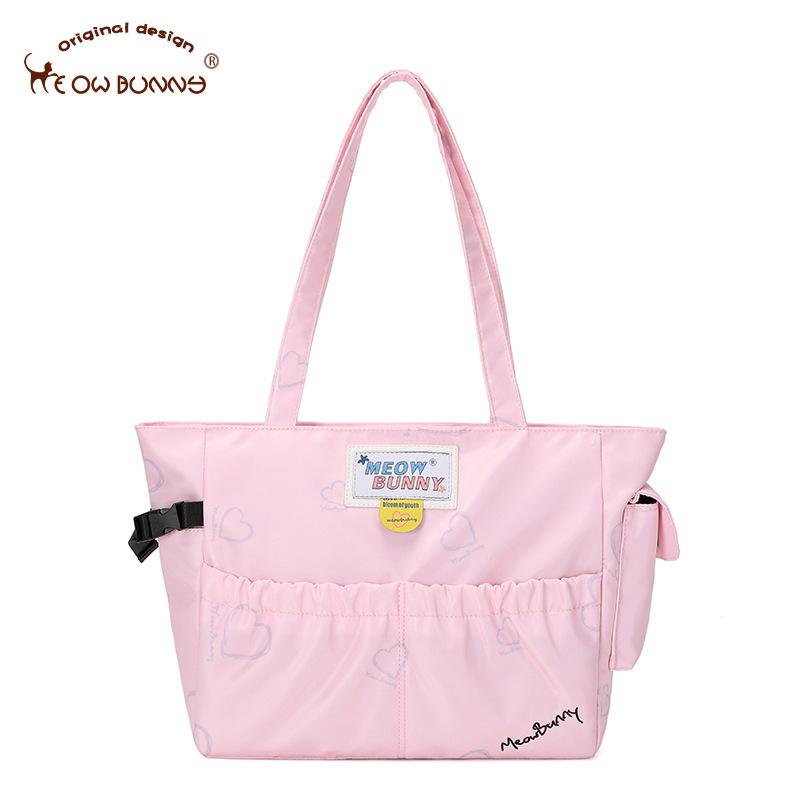 

MeowBunny Мягкосердечный Бог, большая вместительная сумка на плечо, женская сумка-мессенджер для студентов колледжа, сумка-тоут розовый