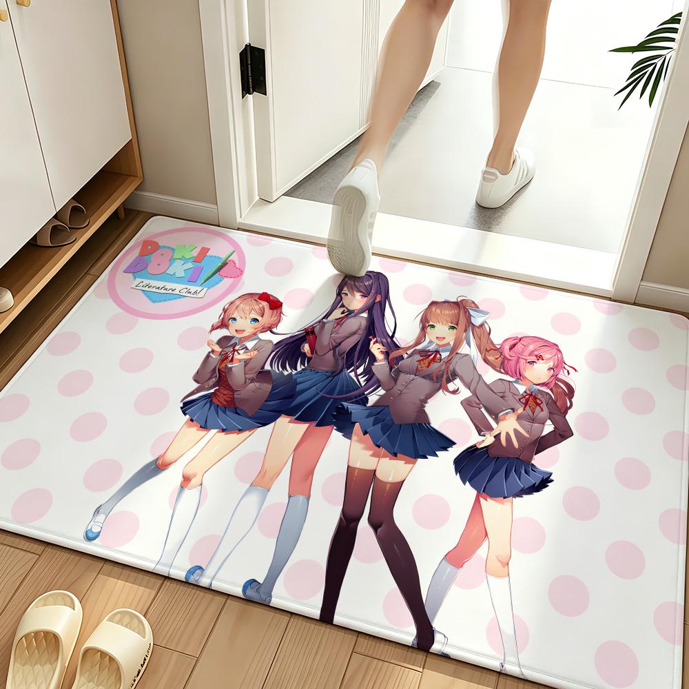 Game D-Doki D-Doki Floor Mat Soft Flannel Floor Mat  Suitable for Entryways, Living Rooms, Bedrooms, and Bathrooms
