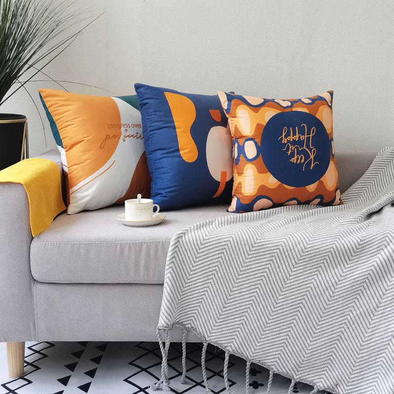 Nordic Ins Style Pillow Cover Brown Modern Simple Sofa Cushion Cover Short Plush Car Cushion Cover Coreless