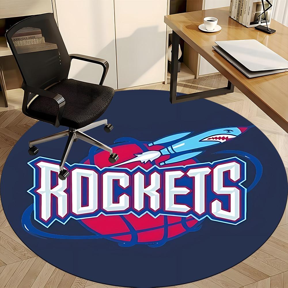 1pc Rockets Basketball Office Round Area Rug,  Under Office Chairs Bedroom Living Room Home Decor a0926188