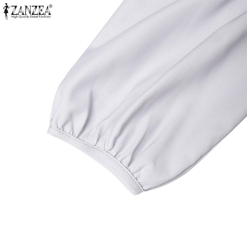 ZANZEA Kobiety Casualowa Sukienka z Okrągłym Dekoltem i Rękawami 3/4, Luźna, z Nadrukiem