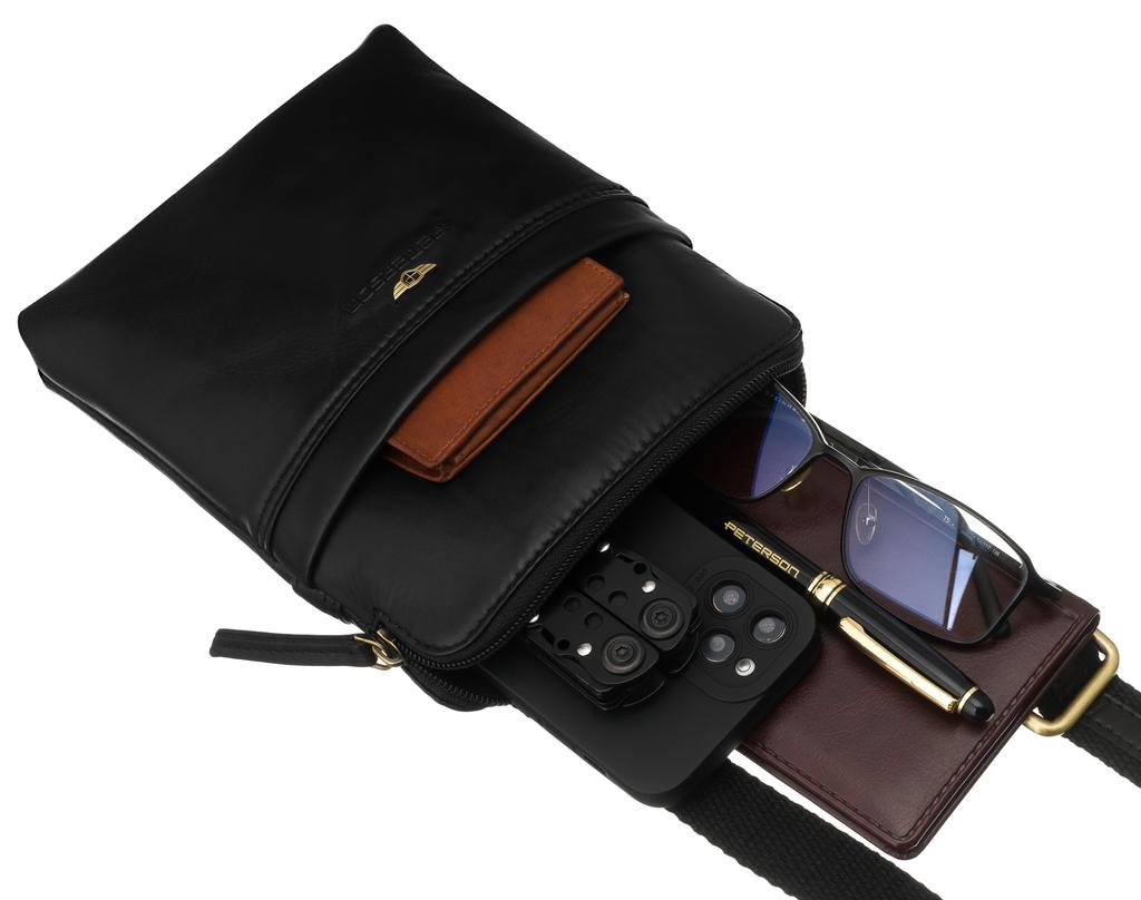 PTN 19004-TUM-0598 Zwarte Leren Tas