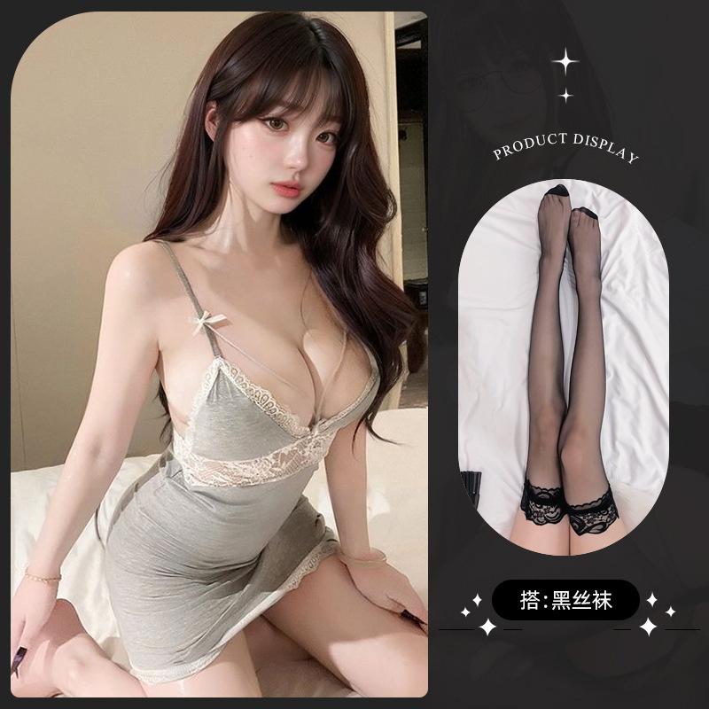 Sexy underwear, sexy suspenders, chest pads, backless lace edge, pure desire