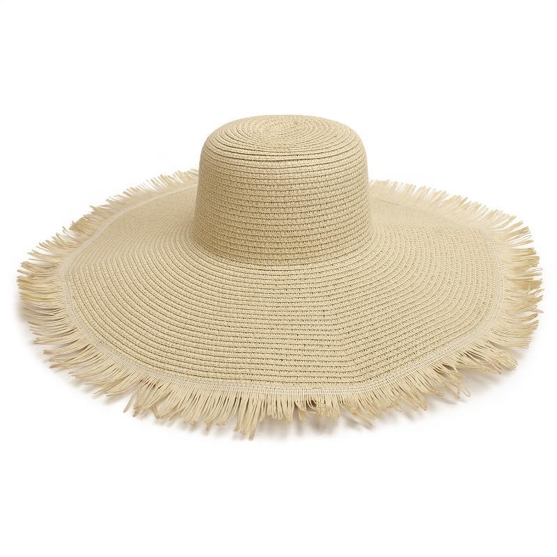 Big-brimmed beach hat, sun hat, women's woven burr straw hat, sun protection
