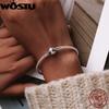 WOSTU 100% 925 Silver Original Bracelets Snowflake Blue Eyes Zircon Chain Fit Women Bracelet & Bangle Luxury Jewelry