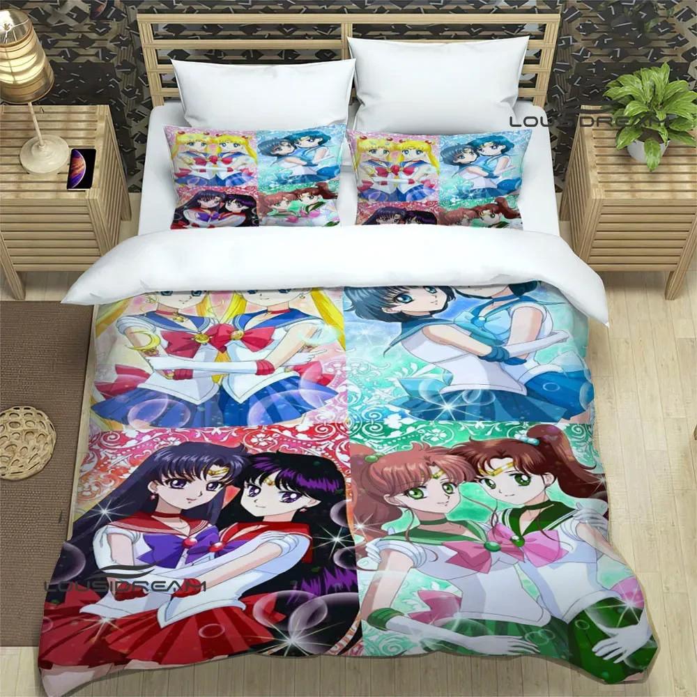 Cartoon S-Sailor Moon Bedding Sets Exquisite Bed Supplies Set Duvet Cover Bed Comforter Set Bedding Set Luxury Birthday Gift