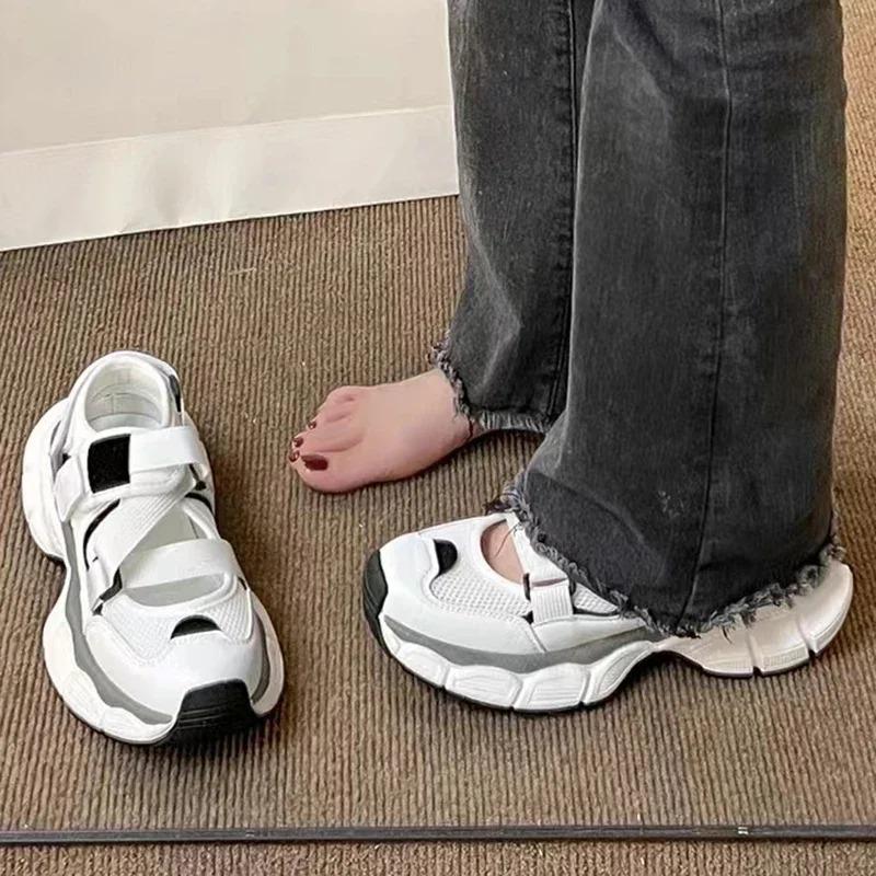 Fashion Women Summer Thick Bottom Casual Sandals Girl Student Outdoor Non-Slip Slides Footwear Walking Sneaker Fashion Tennis Mesh Shoes