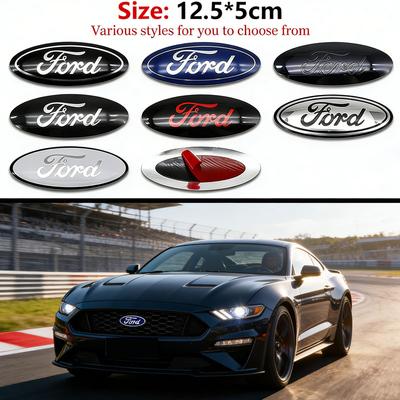 JJEM1 12.5cm Auto Front Hood Grille Logo Sticker for Mondeo Mk4 Focus Mk2 Mk3 S-MAX Kuga Ranger Fiesta Mk7 Styling