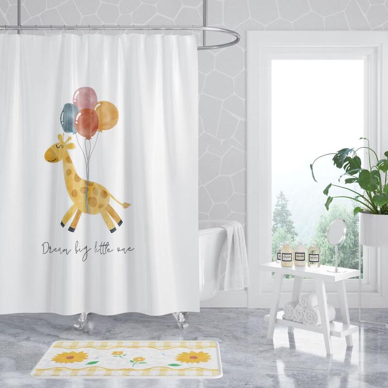 LISM Cartoon Punch-Free Shower Curtain
