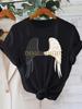 Women's Y2K Devil and Angel Wings Pattern Printed Collar T-Shirt Top with Color Block Design Soft Fashionable and Cute Style
