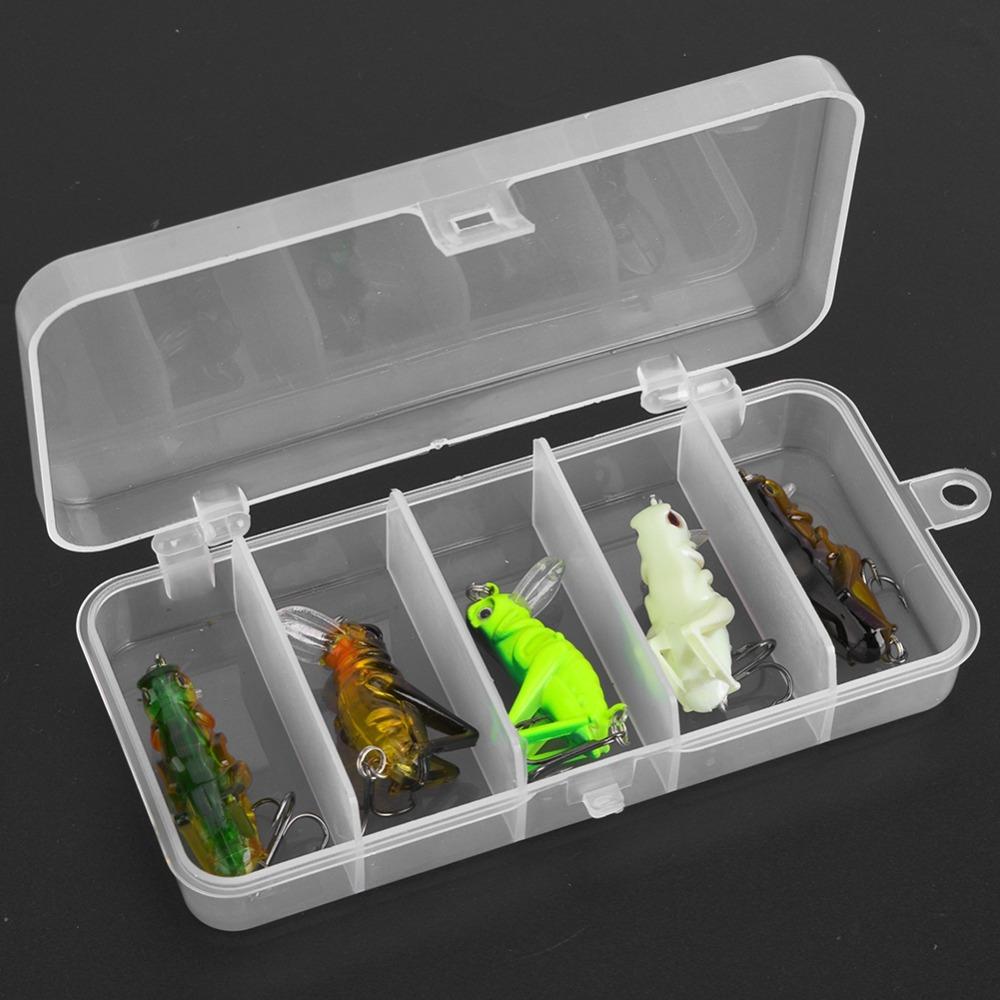 5PCS Hard Cricket Grasshopper Lures Mini Grasshopper Fishing Lures Cricket Bait  Bass Fishing